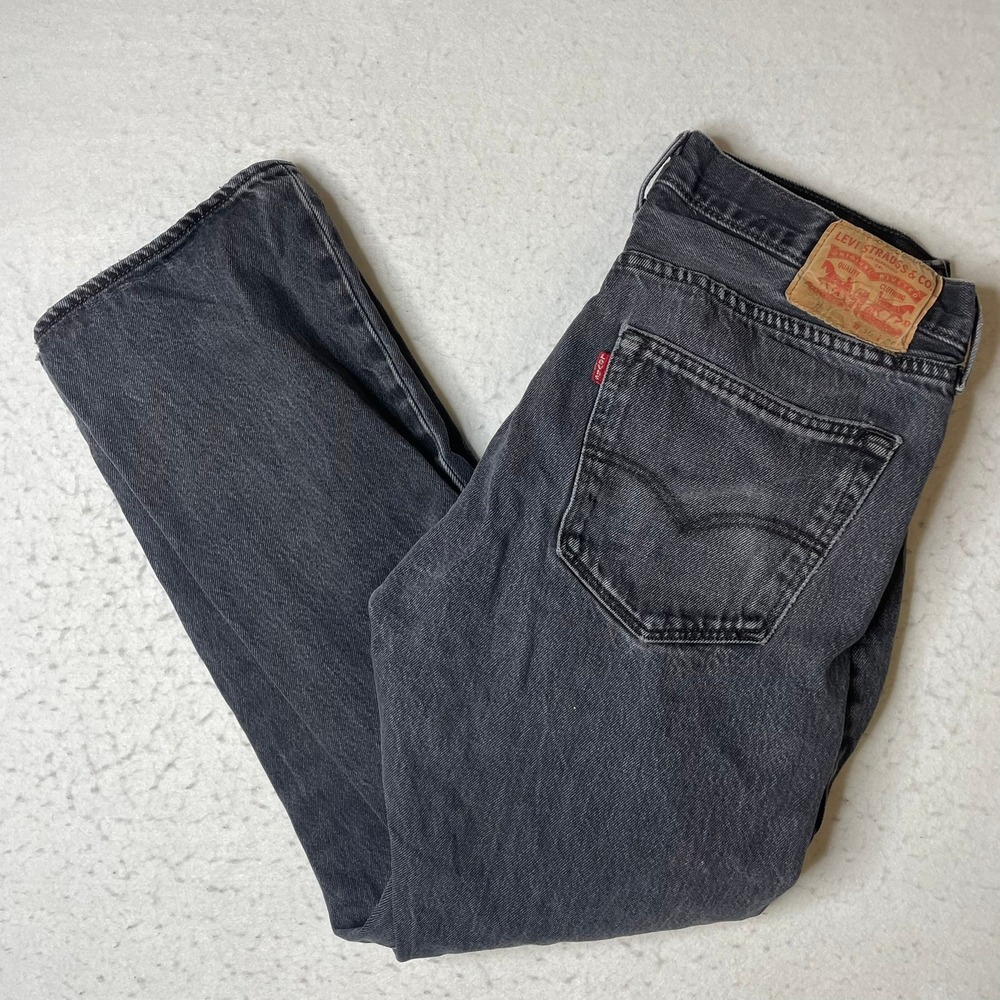 Levi's 501 Original Fit Jeans Mens 36x30 Black Button Fly Straight Leg Denim